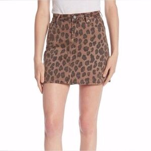 BLANK NYC Leopard Print Denim Mini Skirt